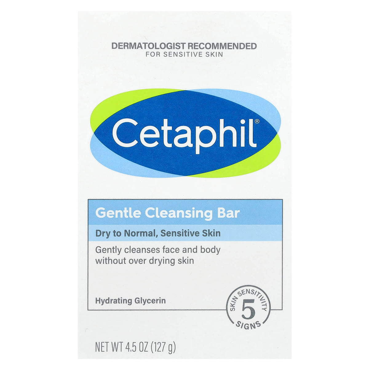 Cetaphil Gentle Cleansing Bar 127g bar for sensitive dry skin