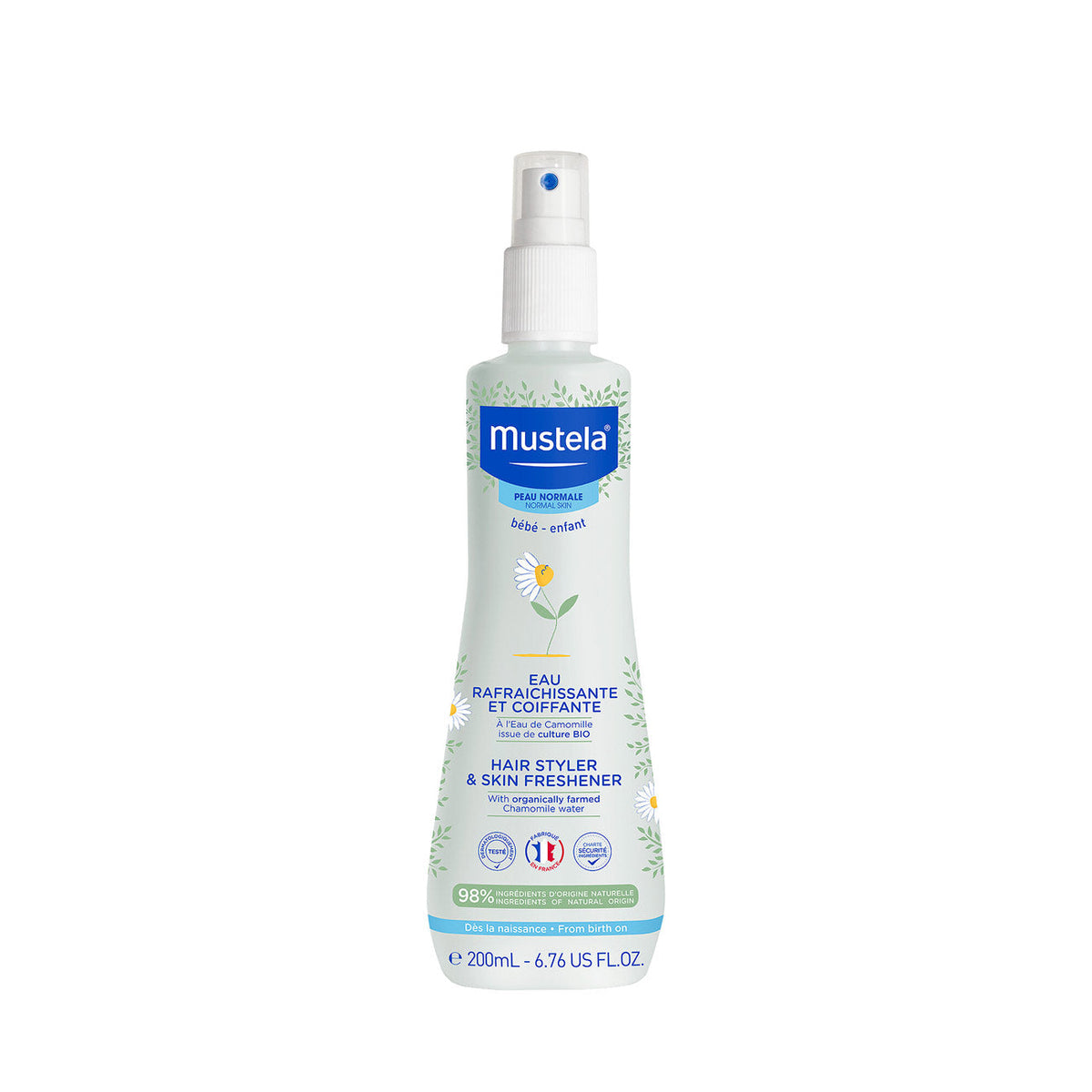 Mustela eau rafraîchissante et coiffante spray bottle for baby hair styling