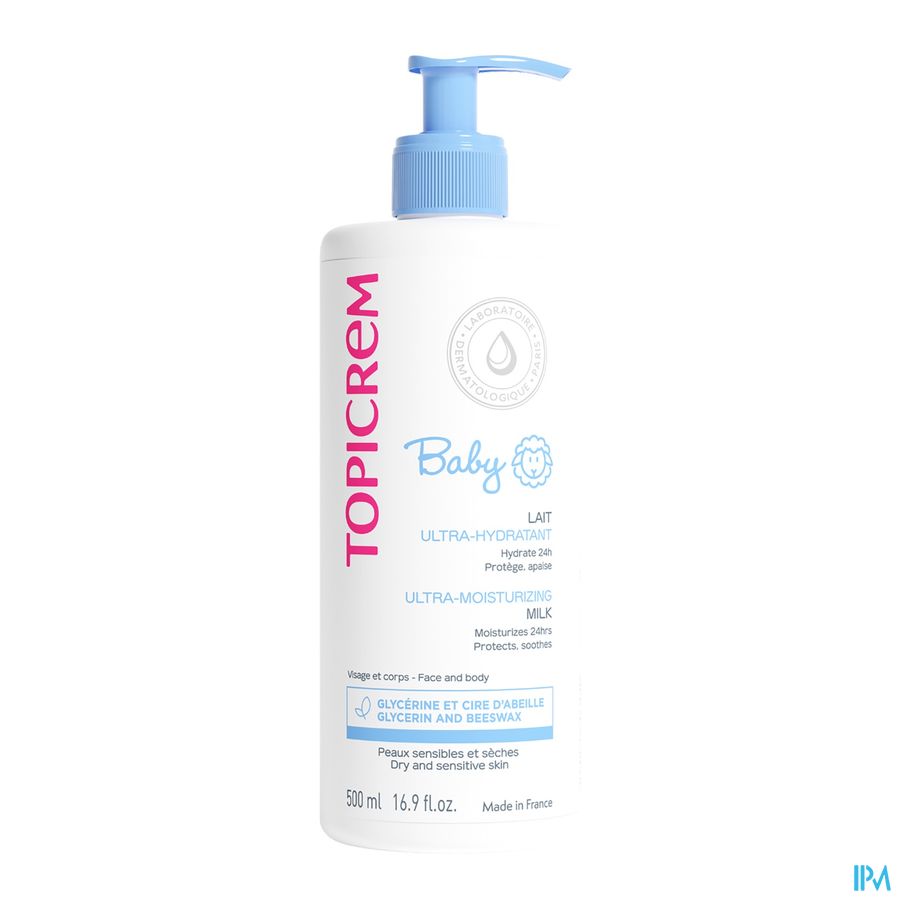 Topicrem Baby Lait Hydratant 500ml pump bottle for baby skin hydration