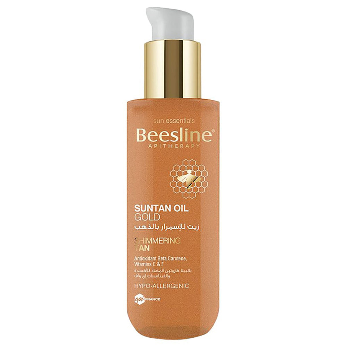 Beesline Suntan Oil Gold with gold shimmer for tanning
