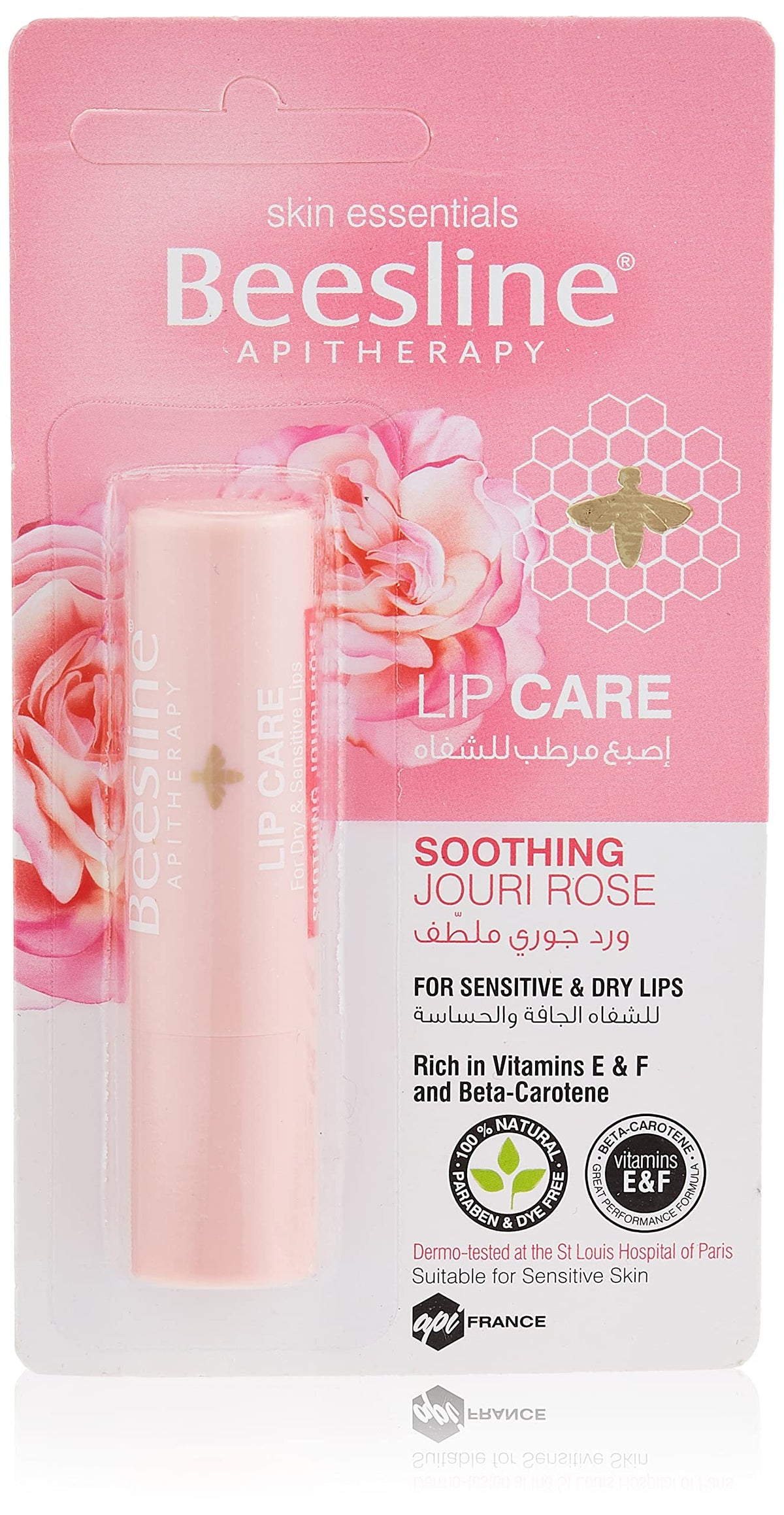 Beesline Soothing Jouri Rose Lip Balm twin pack for soft hydrated lips