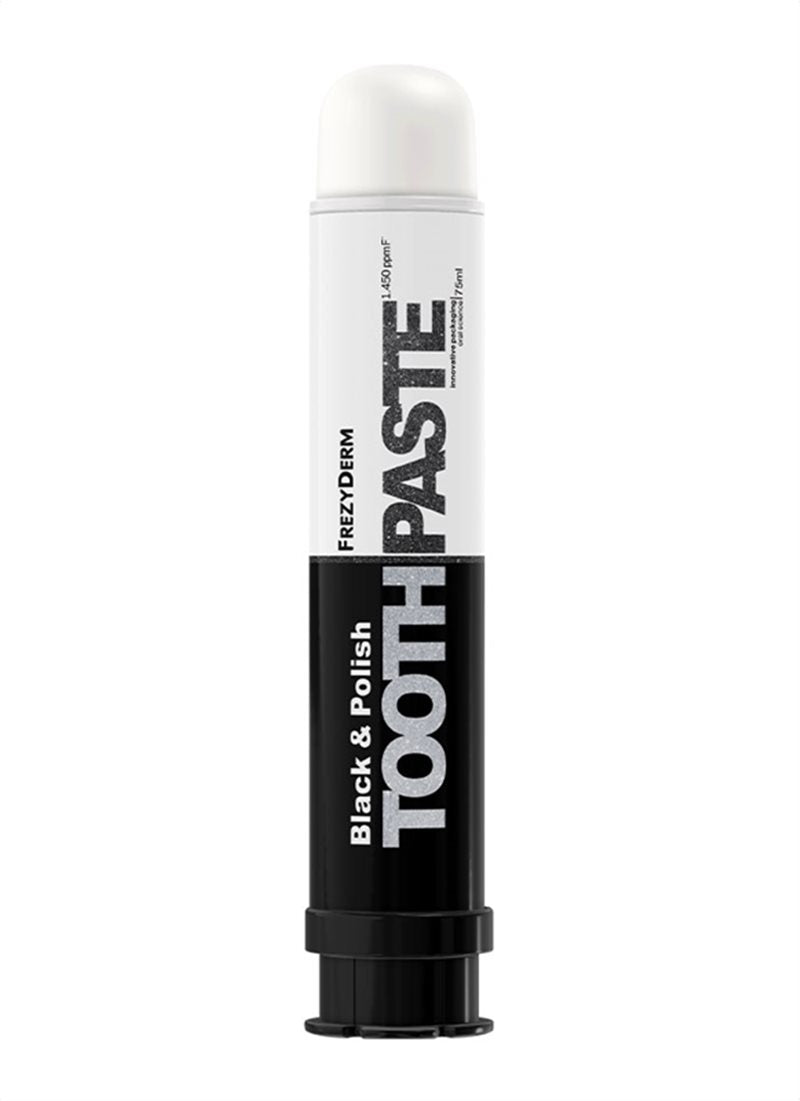 Frezyderm Black and Polish Toothpaste tube for teeth whitening