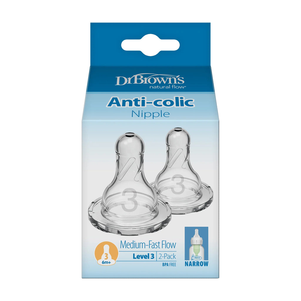Dr. Brown's Dr Brown's Anti-Colic Nipple 6m + (speed 3) Medium To Fast Flow - Narrow Neck Baby Product