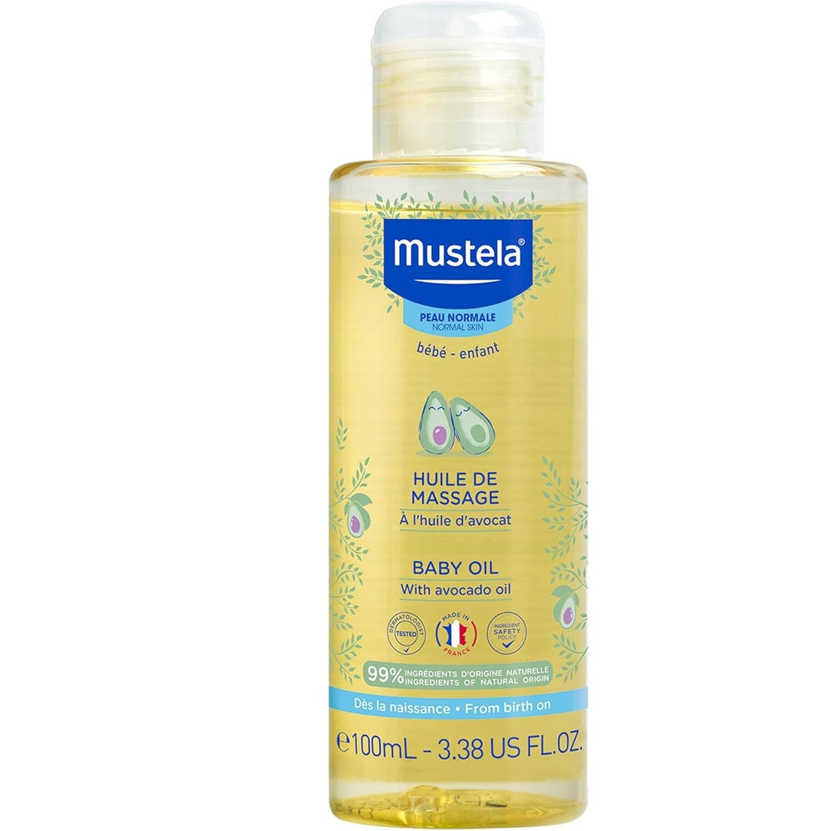 Mustela huile de massage baby oil spray bottle for infant massage
