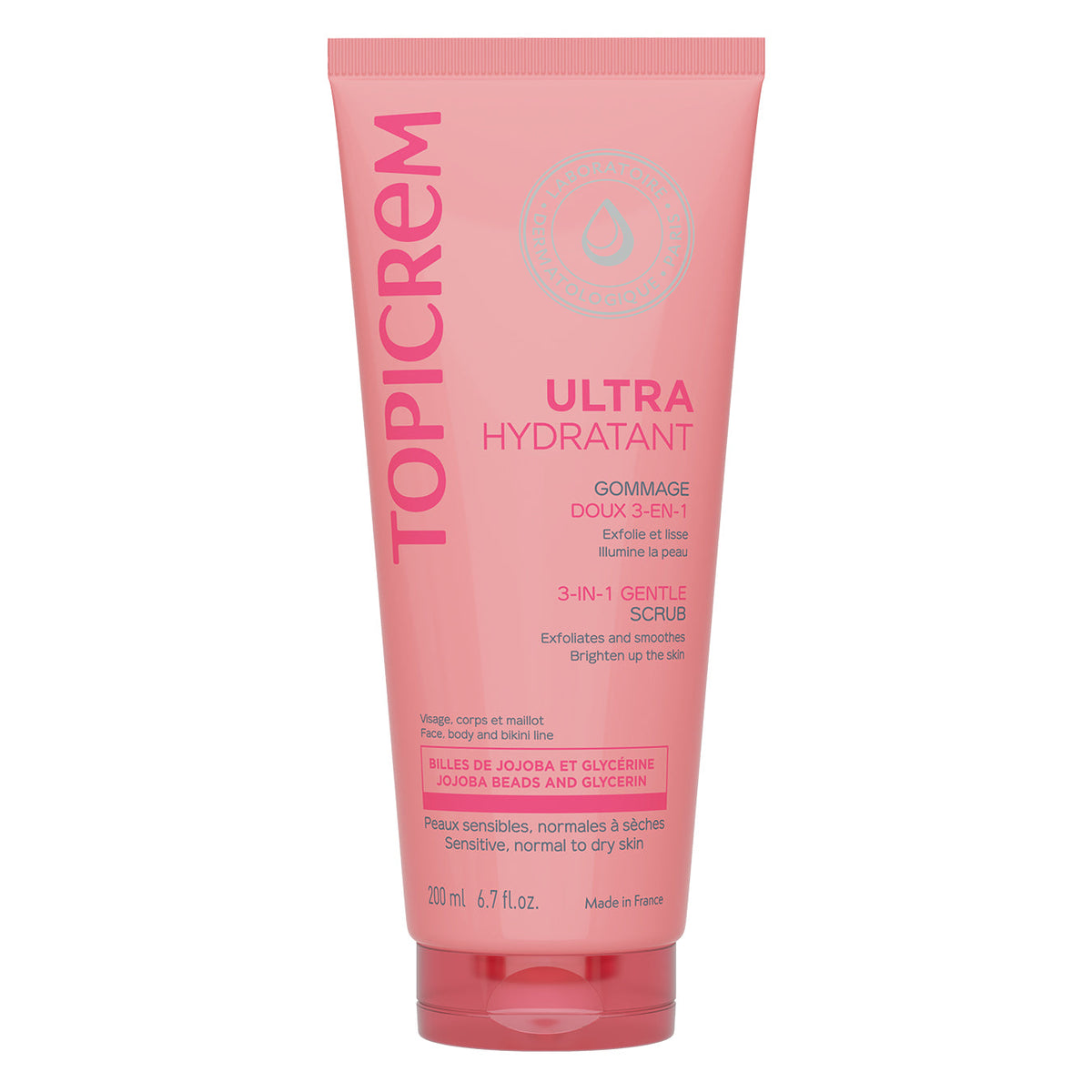 Topicrem Ultra Hydratant Gommage Doux 3 en 1 tube for sensitive skin