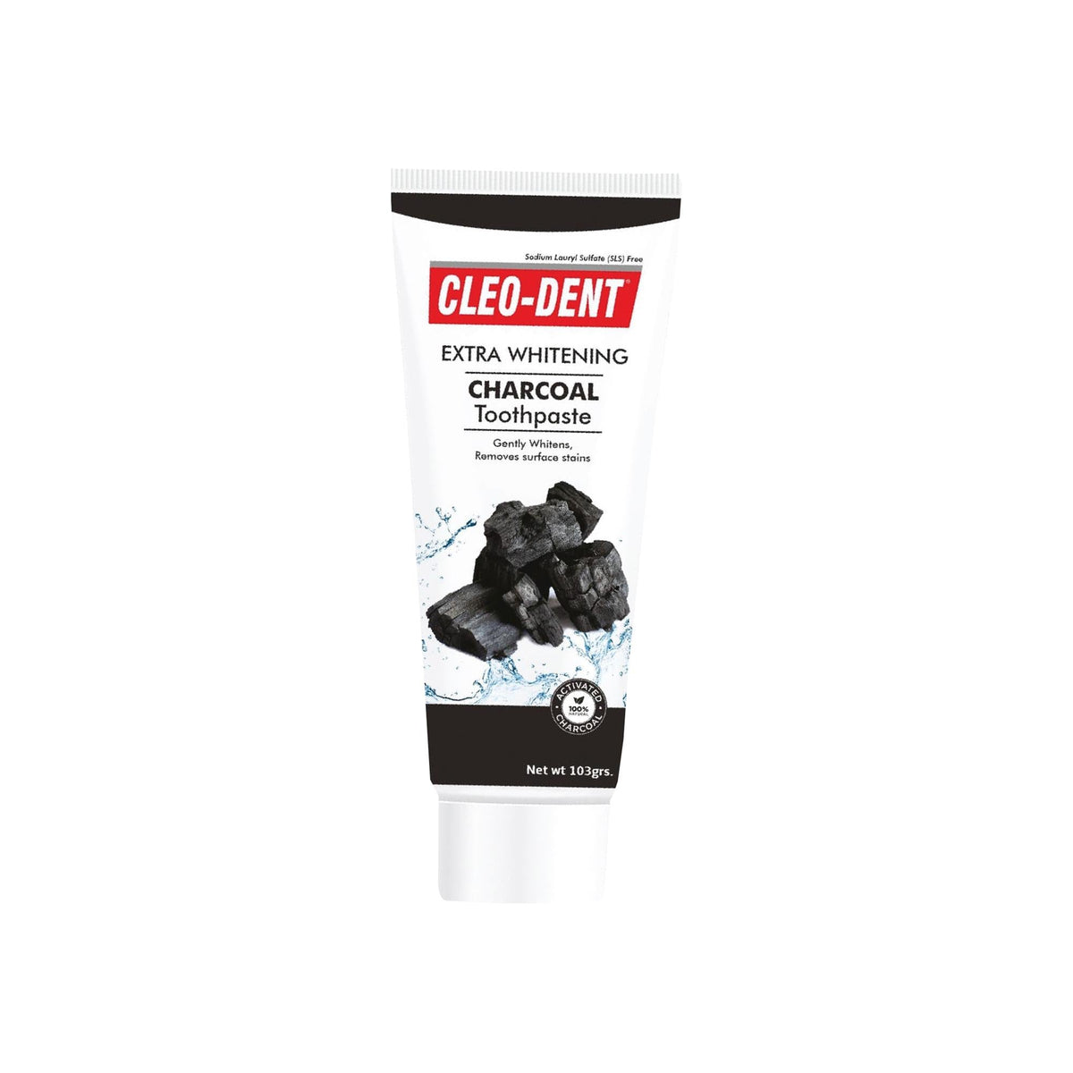 Cleo-Dent Extra Whitening Charcoal Oral Care Product Packaging