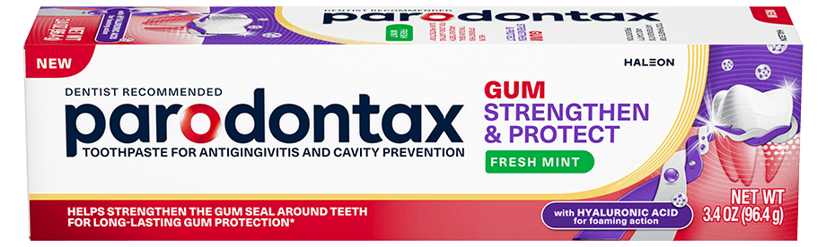 Parodontax Gum Strengthen & Protect With Hyaluronic Acid Oral Care Product Packaging