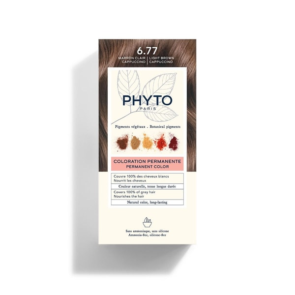 Phyto Color 6.77 Argent permanent hair dye box for 100% grey coverage