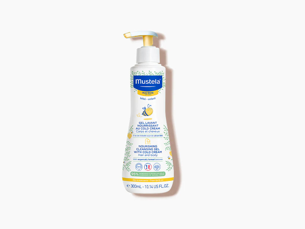 Mustela gel lavant nourrissant au cold cream pump bottle for dry skin