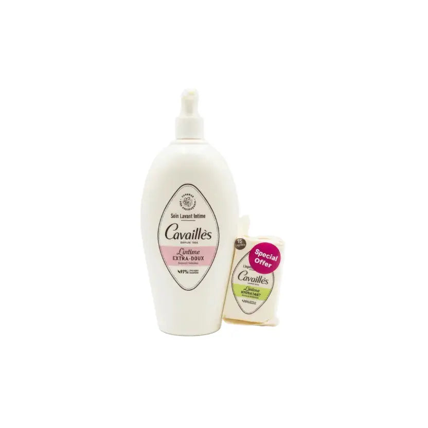 Rogé Cavaillès Intime Gel Extra-Doux 500ml pump bottle with free wipes promo set