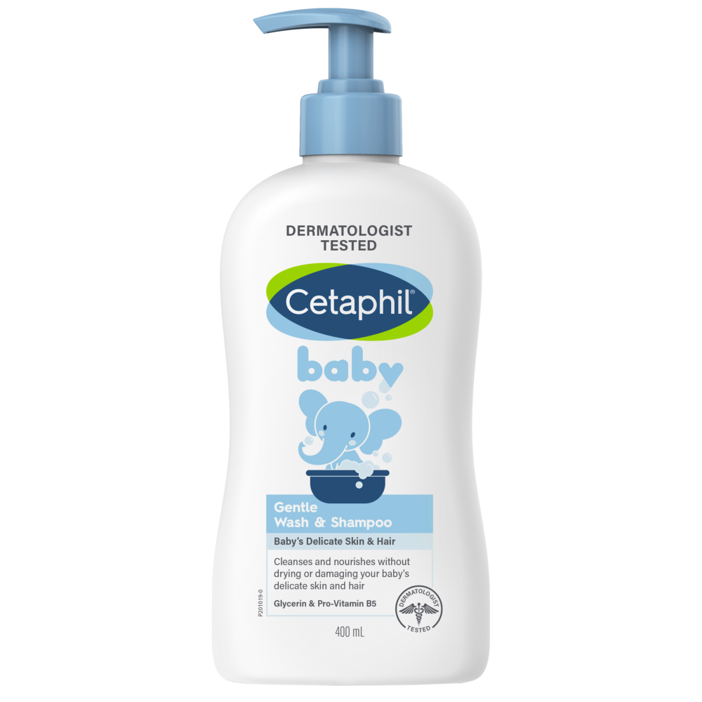 Cetaphil Baby Wash Shampoo 400ml bottle with calendula for infant bath