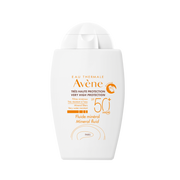 Avène 100% Mineral Sun Fluid SPF 50+ fragrance-free sunscreen tube for sensitive skin