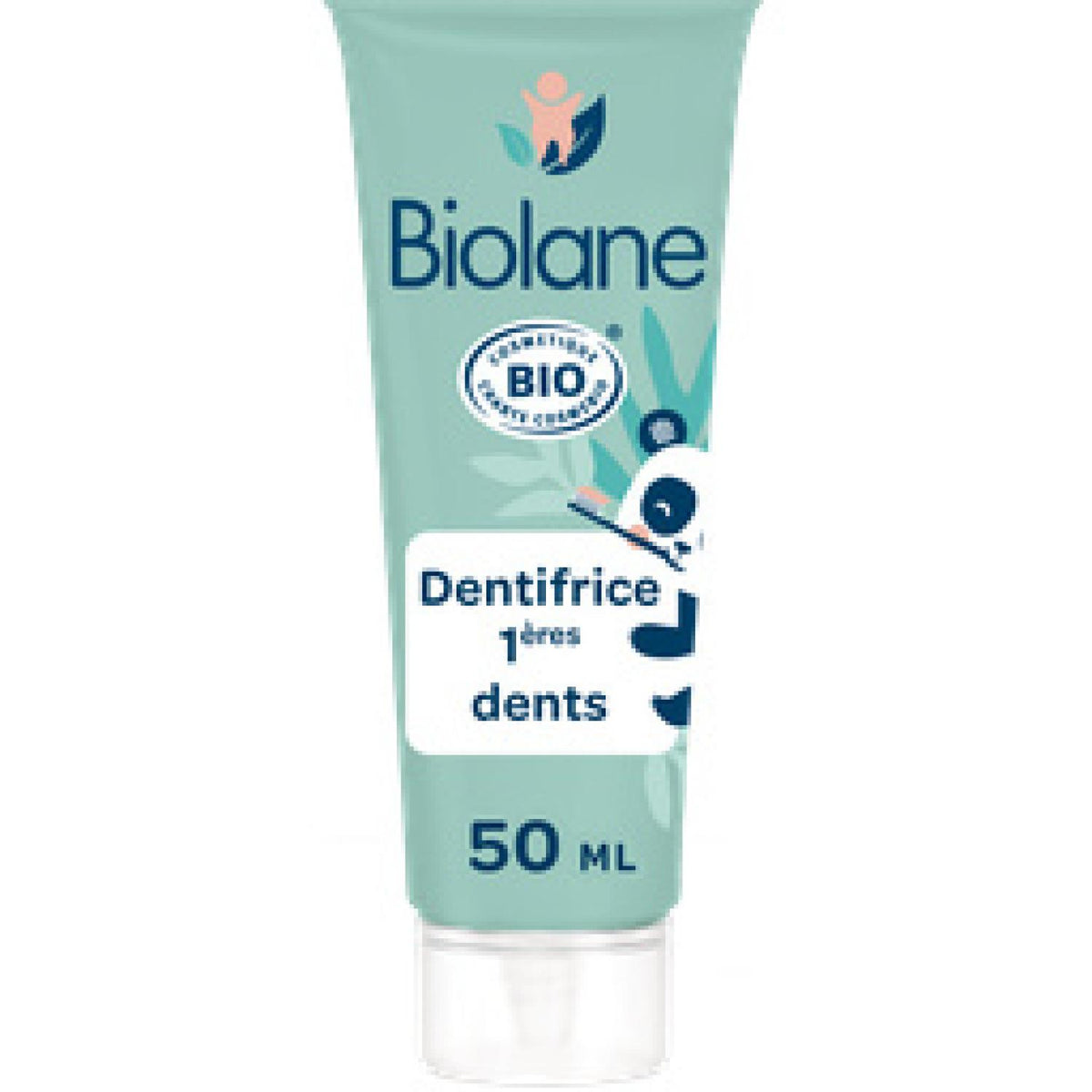 Biolane Dentifrice 1ERES Dents 0-3 Ans 2 En 1 Nettoie Et Apaise Fraise Oral Care Product Packaging